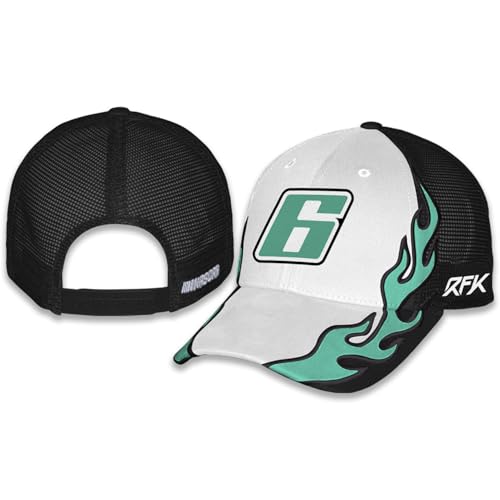 Checkered Flag Sports Brad Keselowski #6 NASCAR 2025 Adult Flame Snapback Mesh Hat White