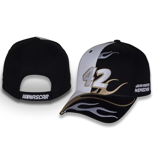 John Hunter Nemechek #42 NASCAR 2024 Flame Black Gold and White Adjustable Racing Hat