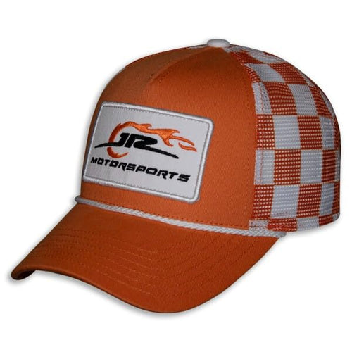 Dale Earnhardt Jr Motorsports Patch Rope Snapback Orange White Checkered Mesh Hat