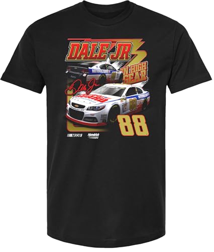 Dale Earnhardt Jr. #88 National Guard in High Gear Car 1 Sided Men's Black T-Shirt