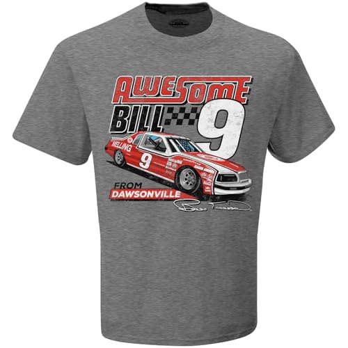 Checkered Flag Sports Bill Elliott #9 NASCAR Awesome Bill from Dawsonville Signature Gray T-Shirt