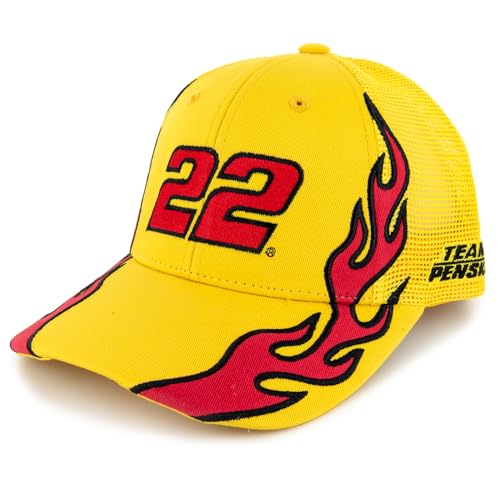 Checkered Flag Sports Joey Logano 2025 Flame #22 Snapback Mesh Hat Yellow