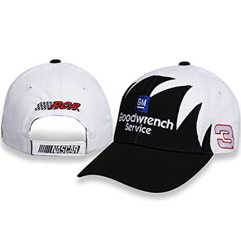 NASCAR Dale Earnhardt Sr #3 Sharktooth GM Goodwrench Service Plus Adult Swoosh Sponsor Hat White Black
