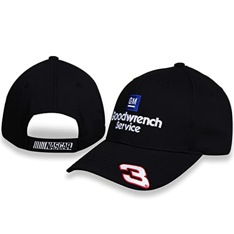 Dale Earnhardt Sr #3 on Brim GM Goodwrench Service Plus Adult Swoosh Sponsor Nascar Hat All Black