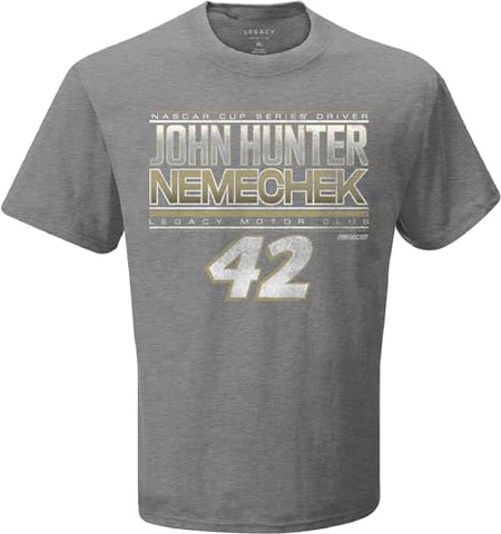 John Hunter Nemechek #42 NASCAR 2024 Adult Name & Number Launch Graphite Heather T-Shirt
