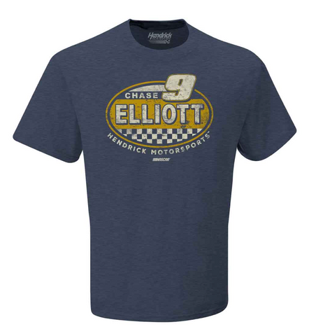 Chase Elliott Mens NASCAR 1-Spot Vintage Dual-Blend Driver Logo Retro T Shirt