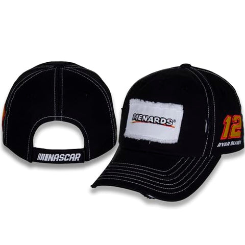 Ryan Blaney #12 NASCAR 2024 Menards Vintage Patch Stressed Brim Black Hat