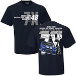 Jimmie Johnson #48 NASCAR 2023 Lowe's 7X Champ Adult 2 Sided T-Shirt