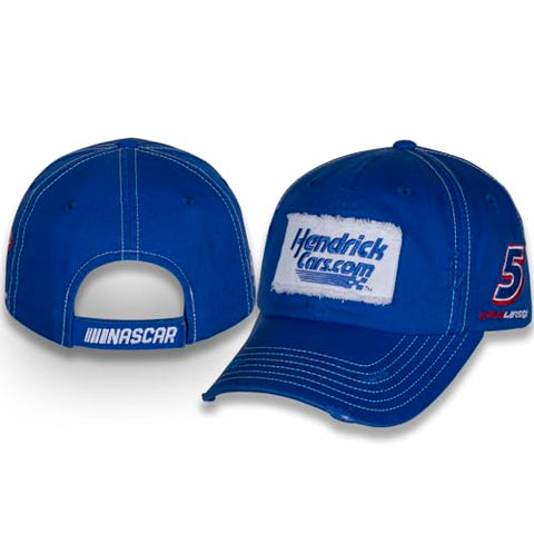 Kyle Larson #5 NASCAR 2024 Adult Vintage Patch Stressed Brim Blue Hat