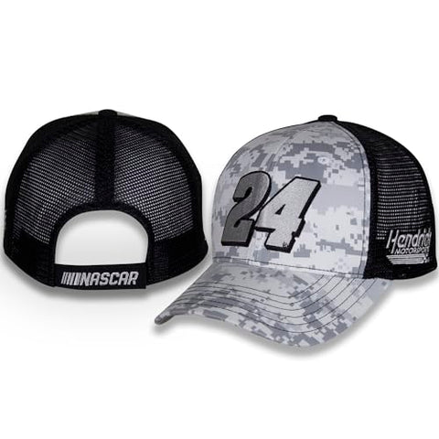 William Byron #24 NASCAR 2024 Digital Camo Structured Front Black Mesh Hat