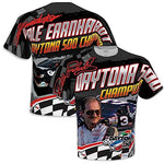 Dale Earnhardt Sr. #3 NASCAR 2023 Daytona 500 Victory Anniversary Total Print Sublimated Black Shirt