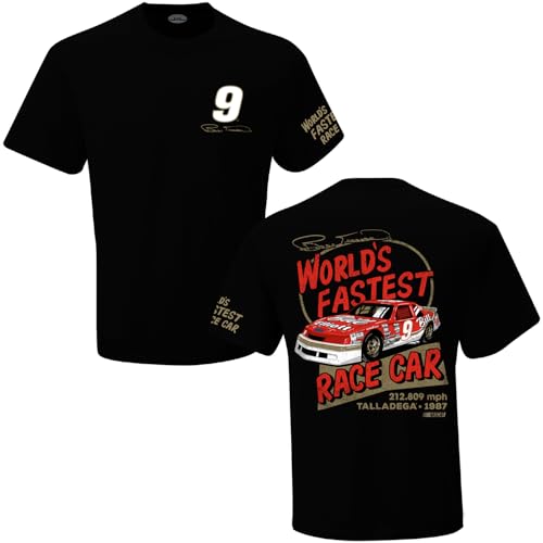 Checkered Flag Sports Bill Elliott #9 NASCAR 1987 World's Fastest Race Car 212.809 Black T-Shirt