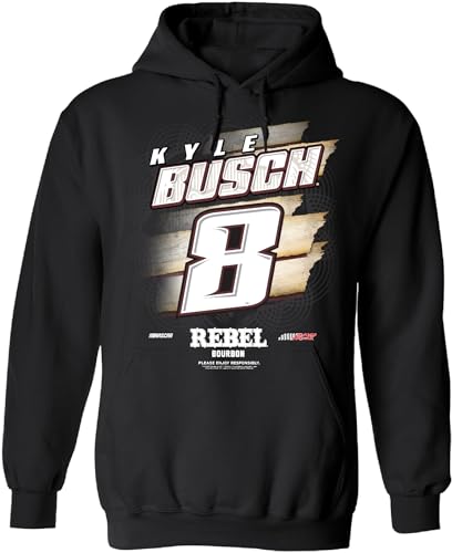 Checkered Flag Sports Kyle Busch #8 NASCAR 2024 Rebel Front Runner Black 1 Sided Hoodie