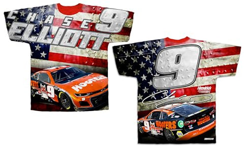 Checkered Flag Sports Chase Elliott #9 NASCAR 2024 Patriotic Hooters Racing Total Print Sublimated Shirt