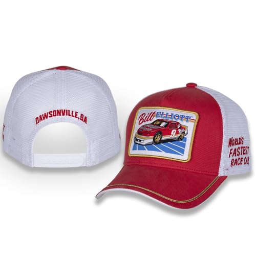 Bill Elliott #9 NASCAR World's Fastest Race Car Patch Red Trucker Mesh Snapback Hat