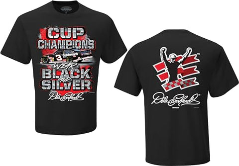 Dale Earnhardt Sr #3 NASCAR Cup Champions Wear Black and Silver Adult Black Shirt