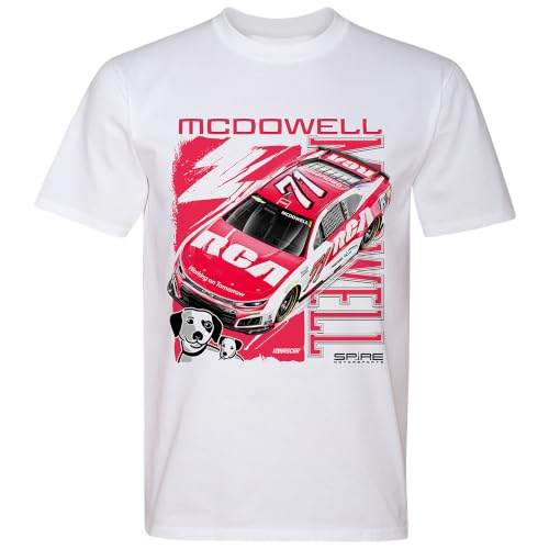 Michael McDowell #71 NASCAR 2026 Red Car Scheme Dog White T-Shirt