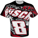 Kyle Busch #8 2023 Sublimated High Bank Total Print White Black Red Shirt