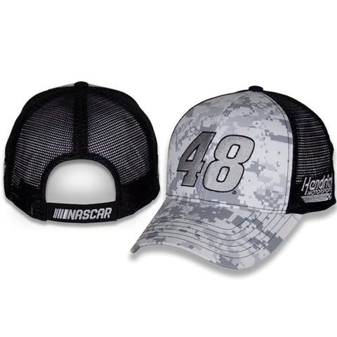 Checkered Flag Sports Alex Bowman #48 NASCAR 2024 Digital Camo Structured Front Black Mesh Hat