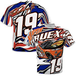 Checkered Flag Sports Checkered Flag Martin Truex Jr 2021 Patriotic Sublimated Total Print T-Shirt (X-Large), Multicolored