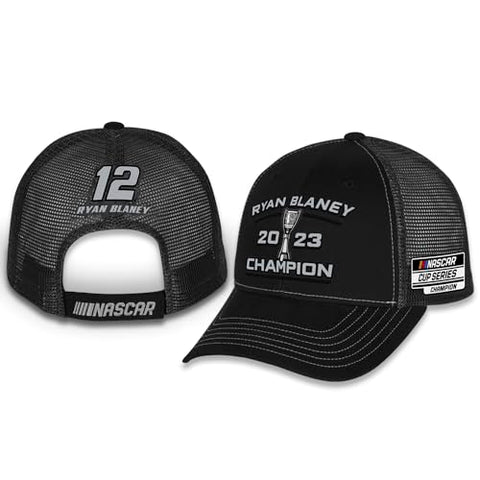 Ryan Blaney #12 Team Penske 2023 NASCAR Cup Series Champion Tonal Adjustable Hat Black