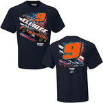 Chase Elliott #9 NASCAR 2023 Hooters American Flag Patriotic Fuel Navy T-Shirt