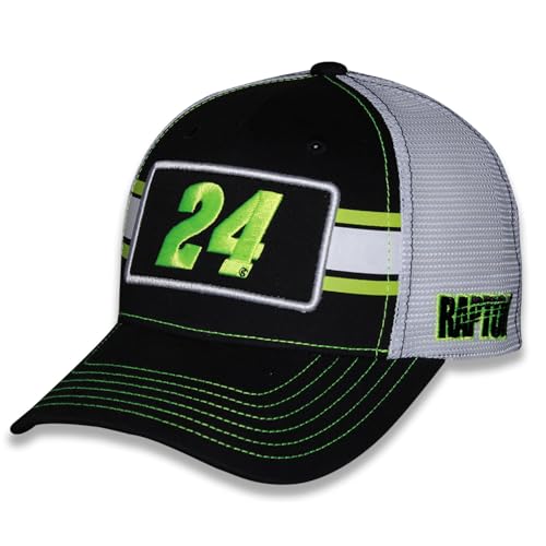 Checkered Flag Sports William Byron 2025 Striped #24 Mesh Snapback Hat Black/White