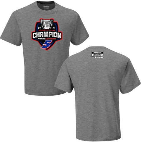 Checkered Flag Sports Kyle Larson 2021#5 Championship Soft 2 Spot Gray Nascar Tee Shirt (Large)