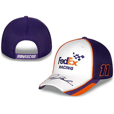 Denny Hamlin 2022 FedEx #11 NASCAR Element Sponsor Adjustable Purple Black White Hat