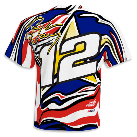 Ryan Blaney 2021 Patriotic Sublimated Total Print T-Shirt Multicolor