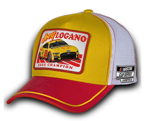Joey Logano Team Penske Yellow Red 2022 NASCAR Cup Series Champion Car Patch Snapback Adjustable Hat