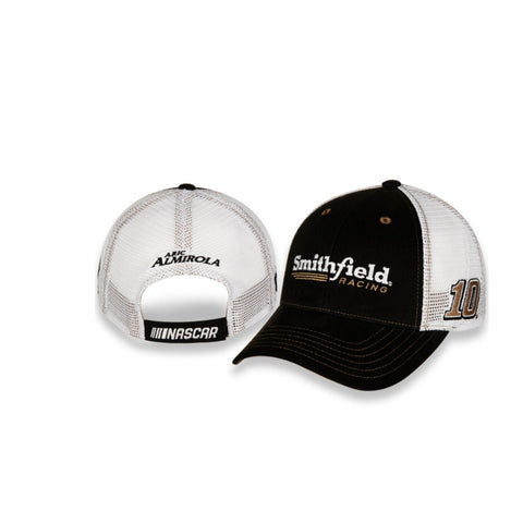 Aric Almirola Smithfield Racing #10 NASCAR Sponsor Adjustable Black White Hat
