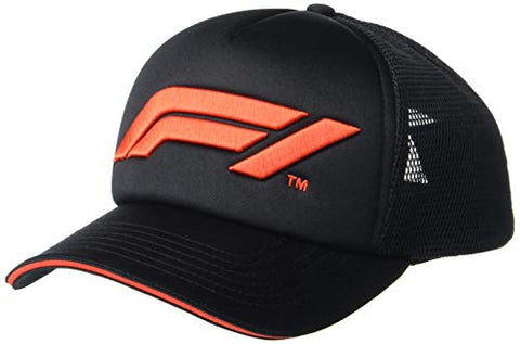 Unisex Formula 1 F1 Tech Collection Large Logo Trucker Cap, Black, One size