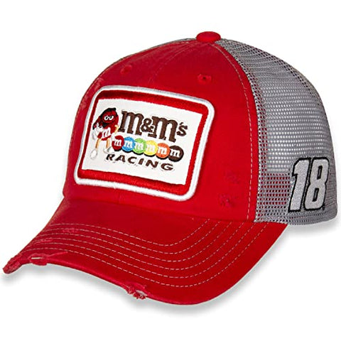 Checkered Flag Sports NASCAR 2022 Vintage Patch Trucker Mesh Adjustable Hat Cap-Kyle Busch #18